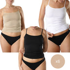 FEVI | Pack de 6 Camisetas de Tirantes en 1 o 3 Colores: Blanco, Negro, Beige | Talla Única de la S a la L