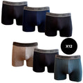 Don Algodon | Pack 12 Bóxers para Hombre Lisos | 6 Negros, 2 Marinos, 2 grises y 2 verdes