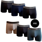 Don Algodon | Pack 12 Bóxers para Hombre Lisos | 6 Negros, 2 Marinos, 2 grises y 2 verdes