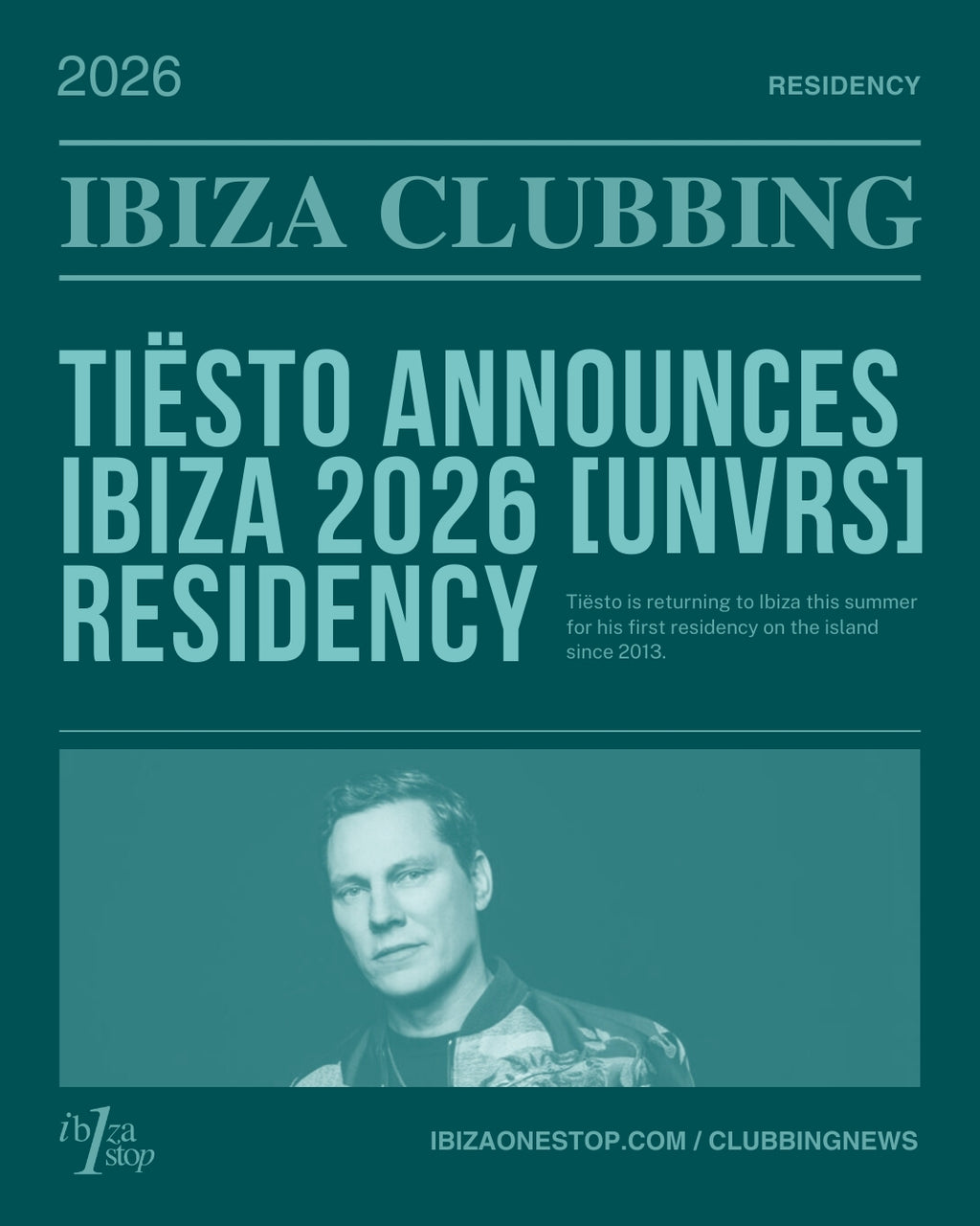 Tiësto announces 2026 Ibiza residency at [UNVRS]