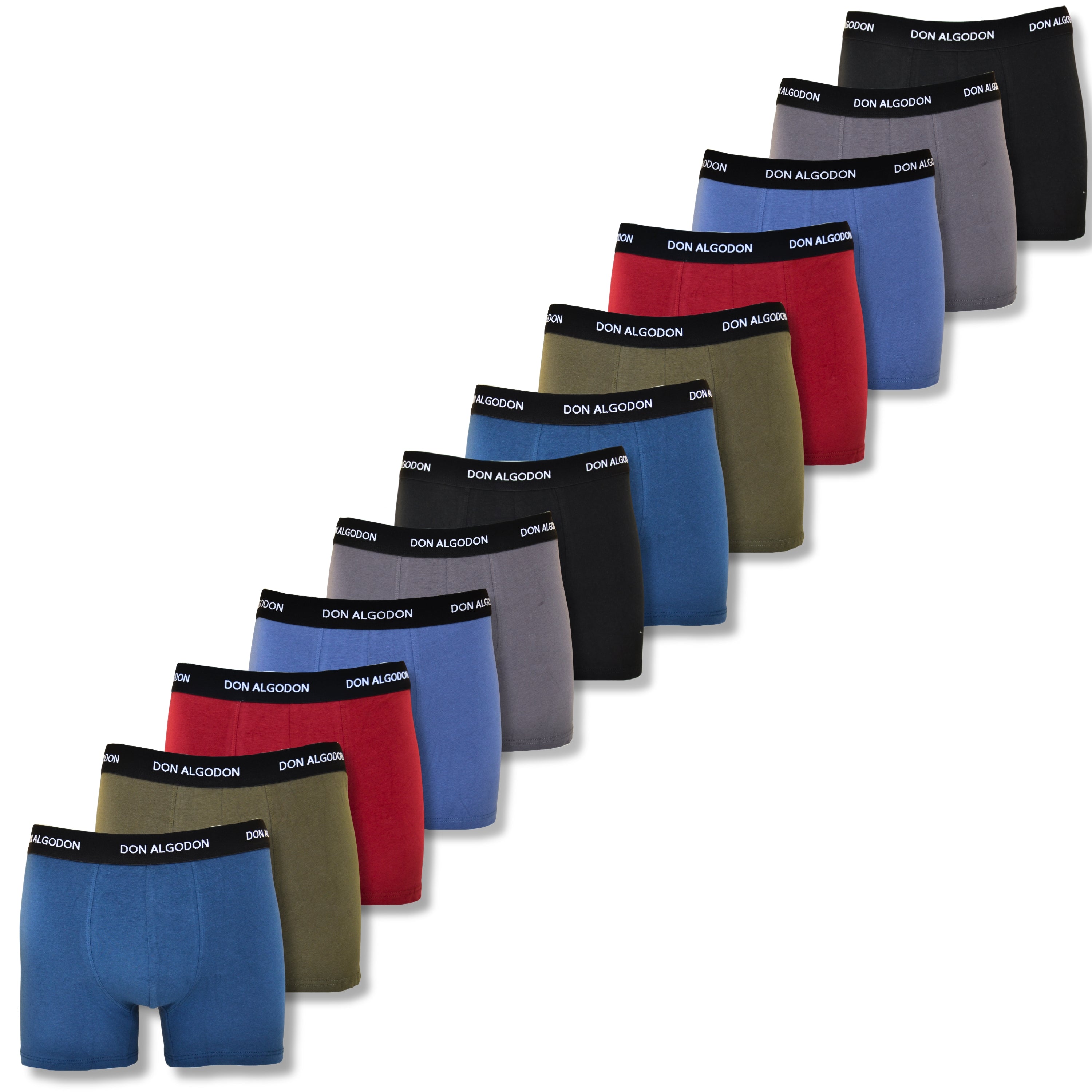 Don Algodon | Pack 12 Calzoncillos Hombre | Suaves y Transpirables | 2 Unidades por Color | 6 Colores Disponibles