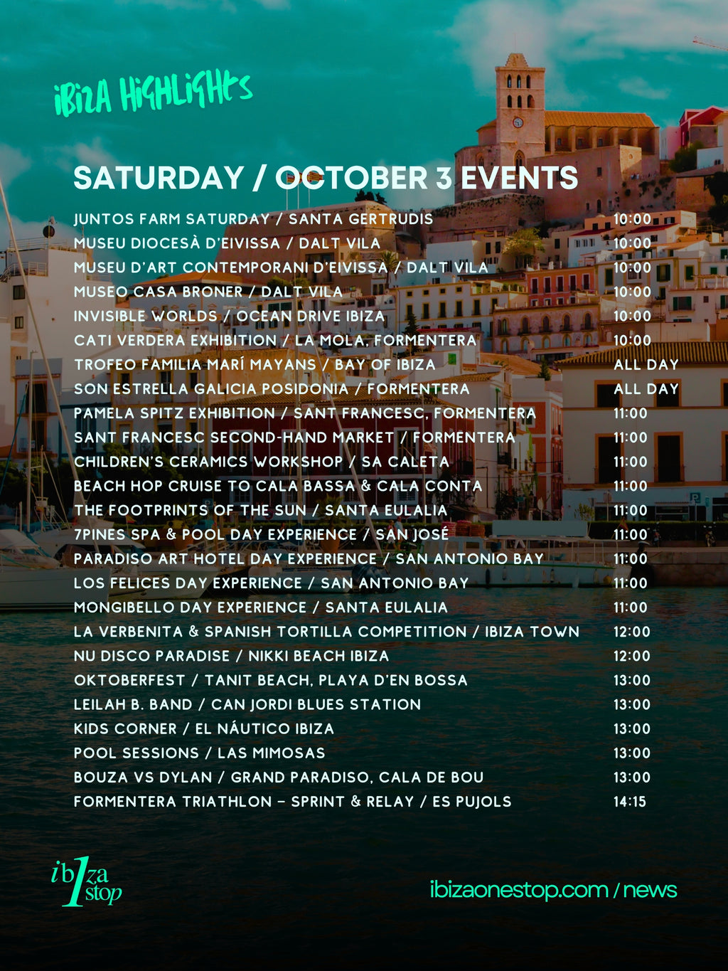 Sábado 3 de octubre de 2026 en Ibiza y Formentera: Sonorama, La Verbenita, Oktoberfest, Balansat Balla, deporte, mercados y mucho más