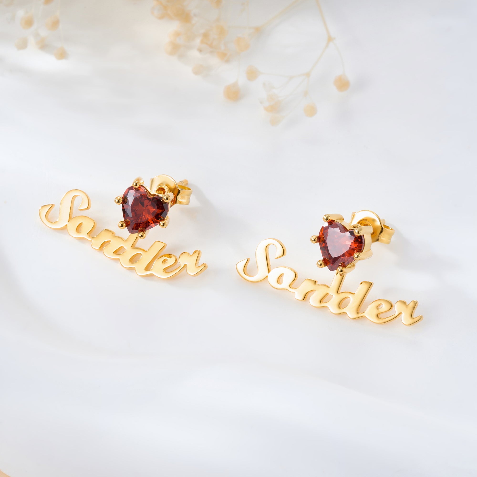 Pendientes personalizados en forma de corazón con nombre Cumpleaños Aniversario Regalo para Mujer