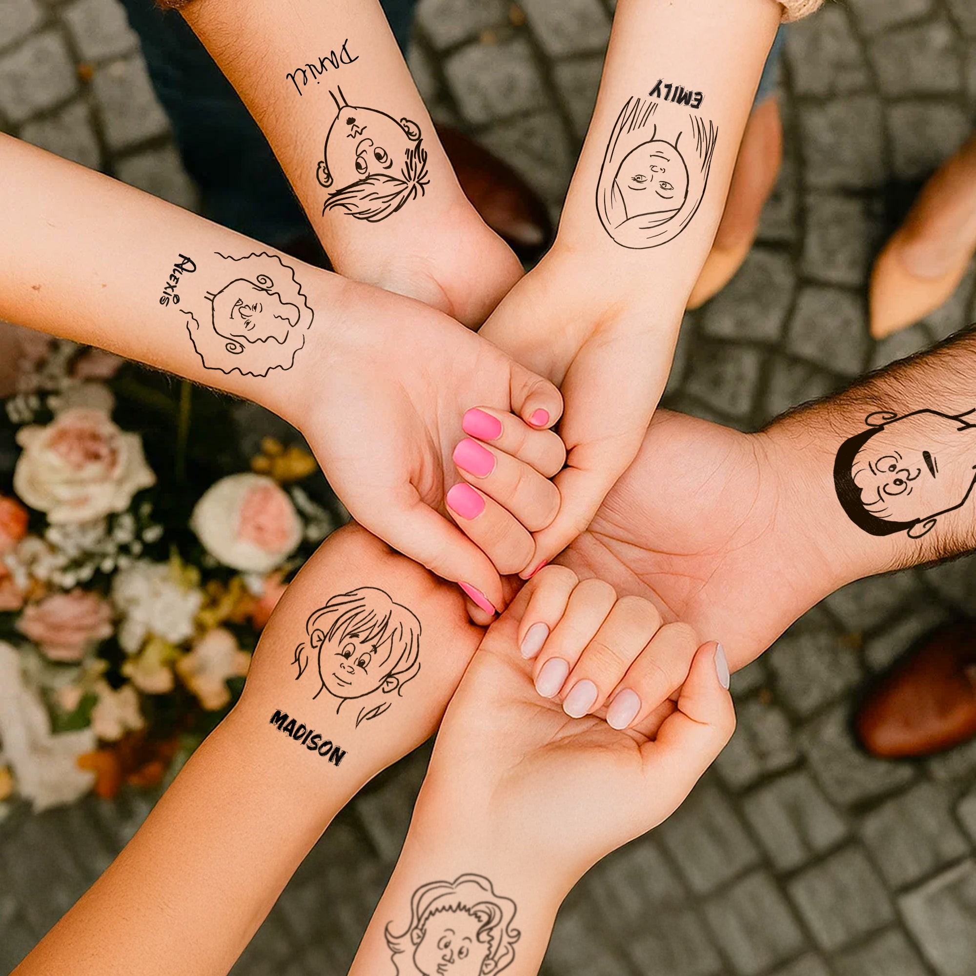 Personalizada estilo cómic de dibujos animados Avatar tatuaje pegatinas con nombre Fiesta de cumpleaños de regalo para las mujeres los hombres