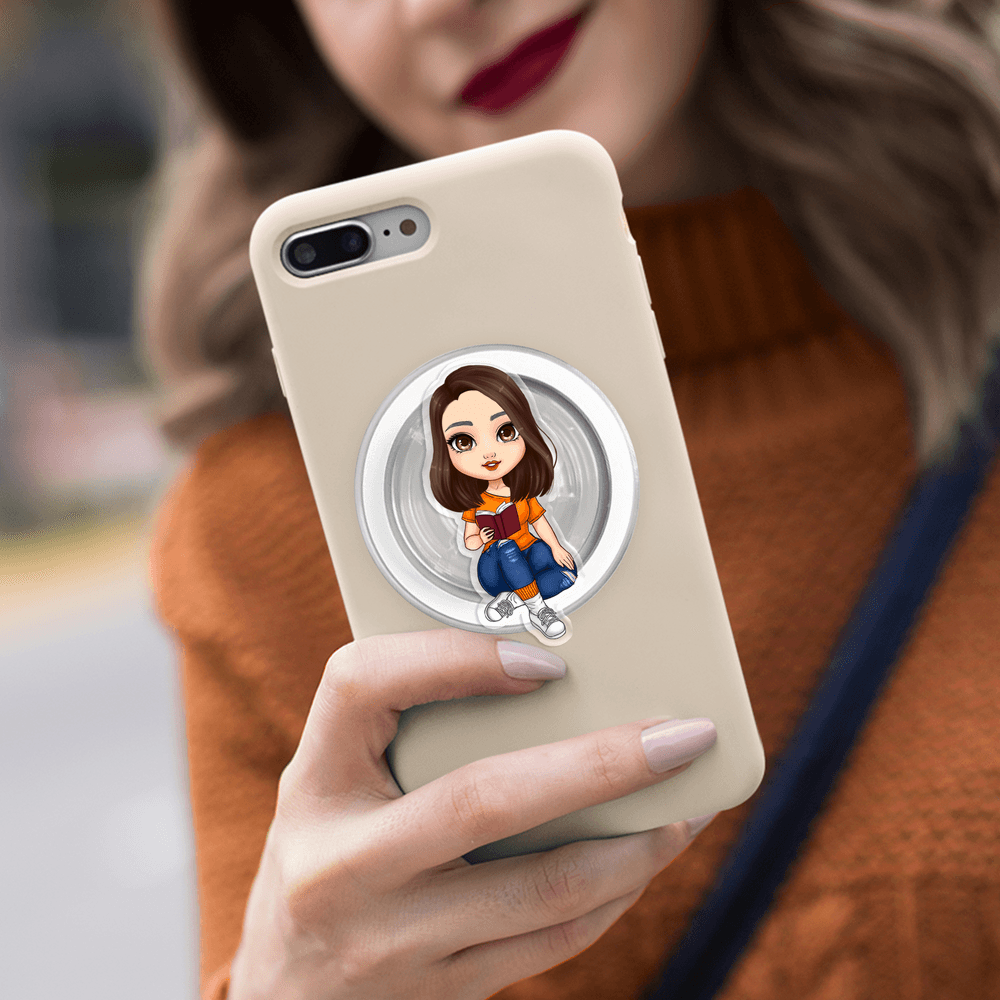 Personalizada de dibujos animados de acrílico magnético teléfono Grip Accesorios para teléfonos móviles Regalo de cumpleaños para las mujeres los hombres ratones de biblioteca