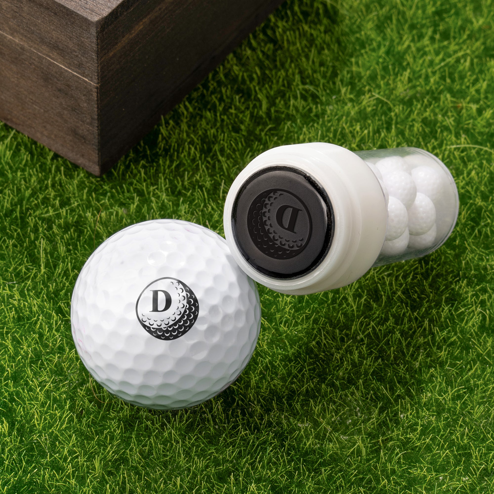 Elementos de golf personalizados Sello de bola de golf con nombre y caja de madera Accesorio de golf Regalo de cumpleaños para jugador amante del golf