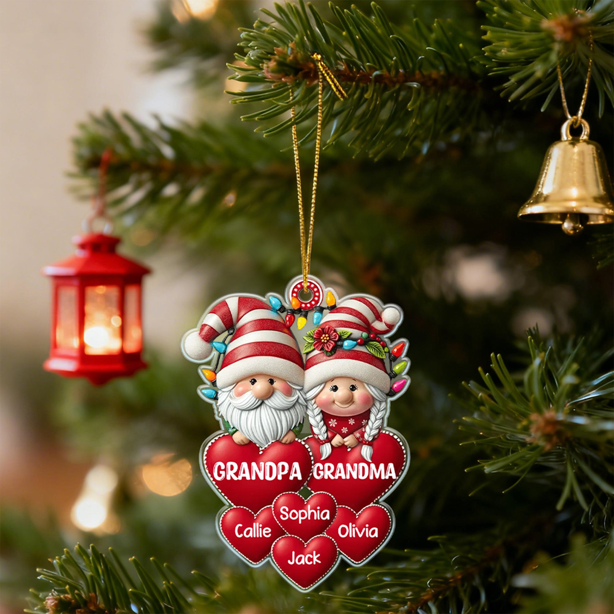 Personalizada de hadas luces de Navidad Elf Corazón Ornamento con el apodo y 1-20 Nombres Decoración del Árbol del Hogar Regalo de Navidad para la Familia
