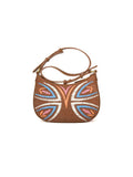 Bolso de hombro Pinko de ante bordado — Marrón