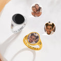 Anillo personalizado de plata de ley con foto oculta activada por calor con dos piedras de nacimiento y texto Joyería memorable Regalo de cumpleaños Aniversario para mujer