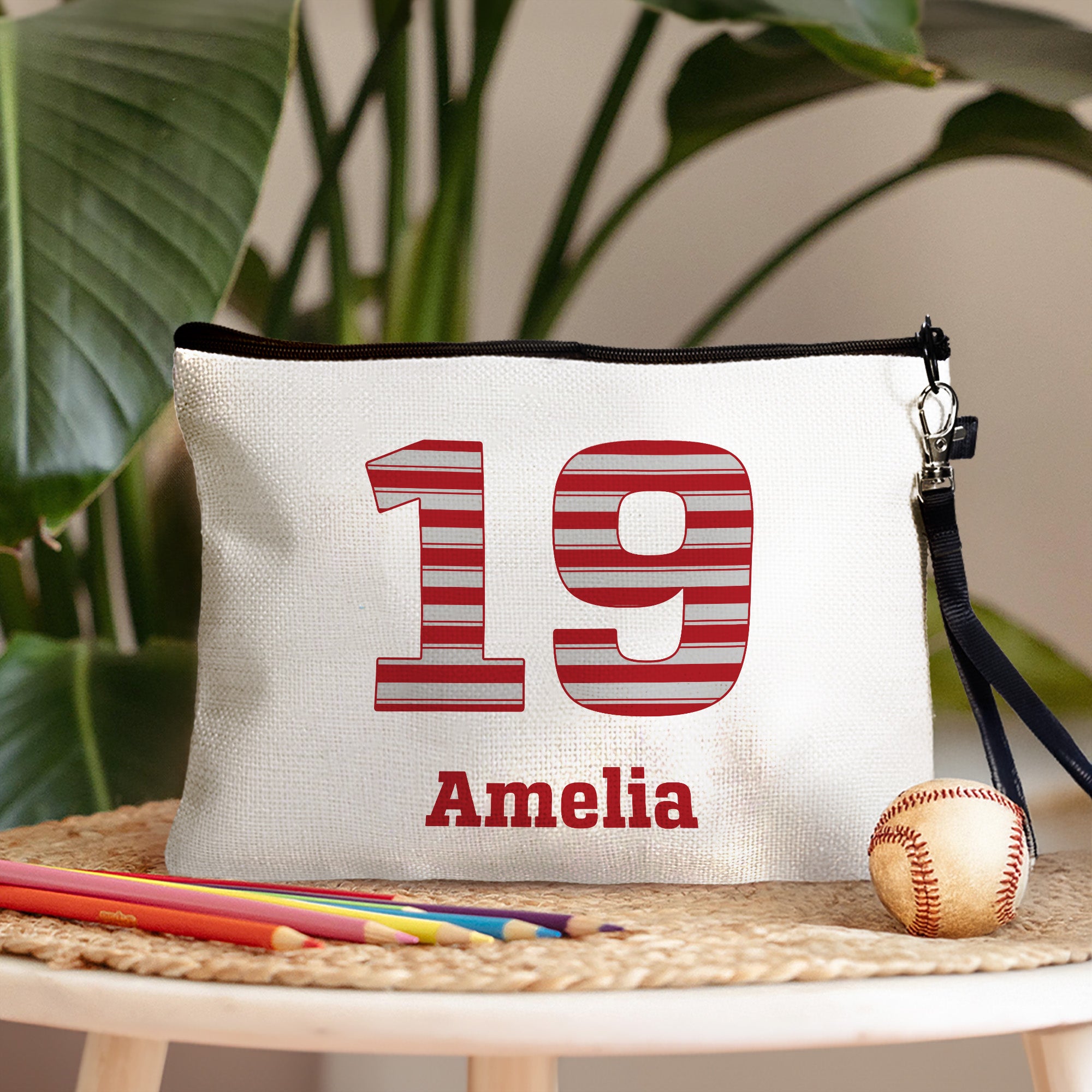 Personalizado Camuflaje Rayas Inicial Número Bolsa de Maquillaje con Nombre Cumpleaños Navidad Regalo para Familia Amigos
