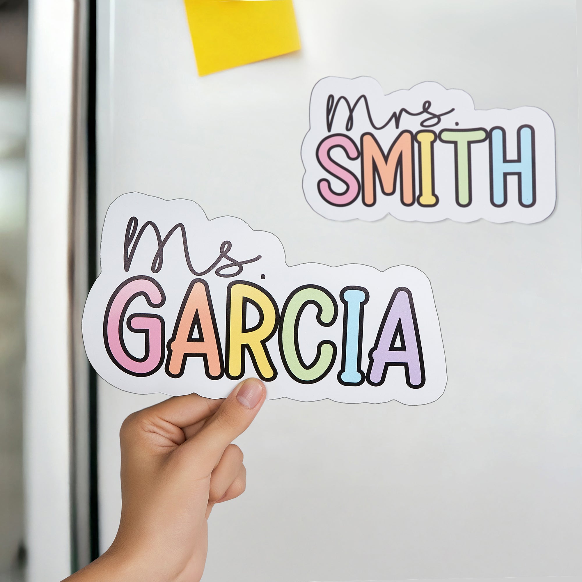 Imán personalizado con el nombre del profesor en forma de arco iris Material escolar Regalo de vuelta al cole para profesores