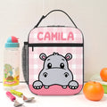 Bolsa isotérmica personalizada con nombre de animales de dibujos animados para regalo de vuelta al cole para niños estudiantes
