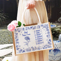 Personalizada Toile De Jouy Nacimiento Flor Biblia Capítulo Nombre Gran Capacidad Yute Bolsa Tote Bautizo Cumpleaños Navidad Regalo para Mujeres Cristianas