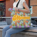 Bolsa de asas personalizada Bohemia Retro Floral Reutilizable con Apodo y Compartimentos Regalo de Cumpleaños Día de la Madre para Mujer