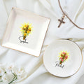 Personalizado Nacimiento Flor Cruz Baratija de cerámica Joyería Plato con Nombre Decoración para el Hogar Cumpleaños Bautizo Regalo de Navidad para los cristianos Chica