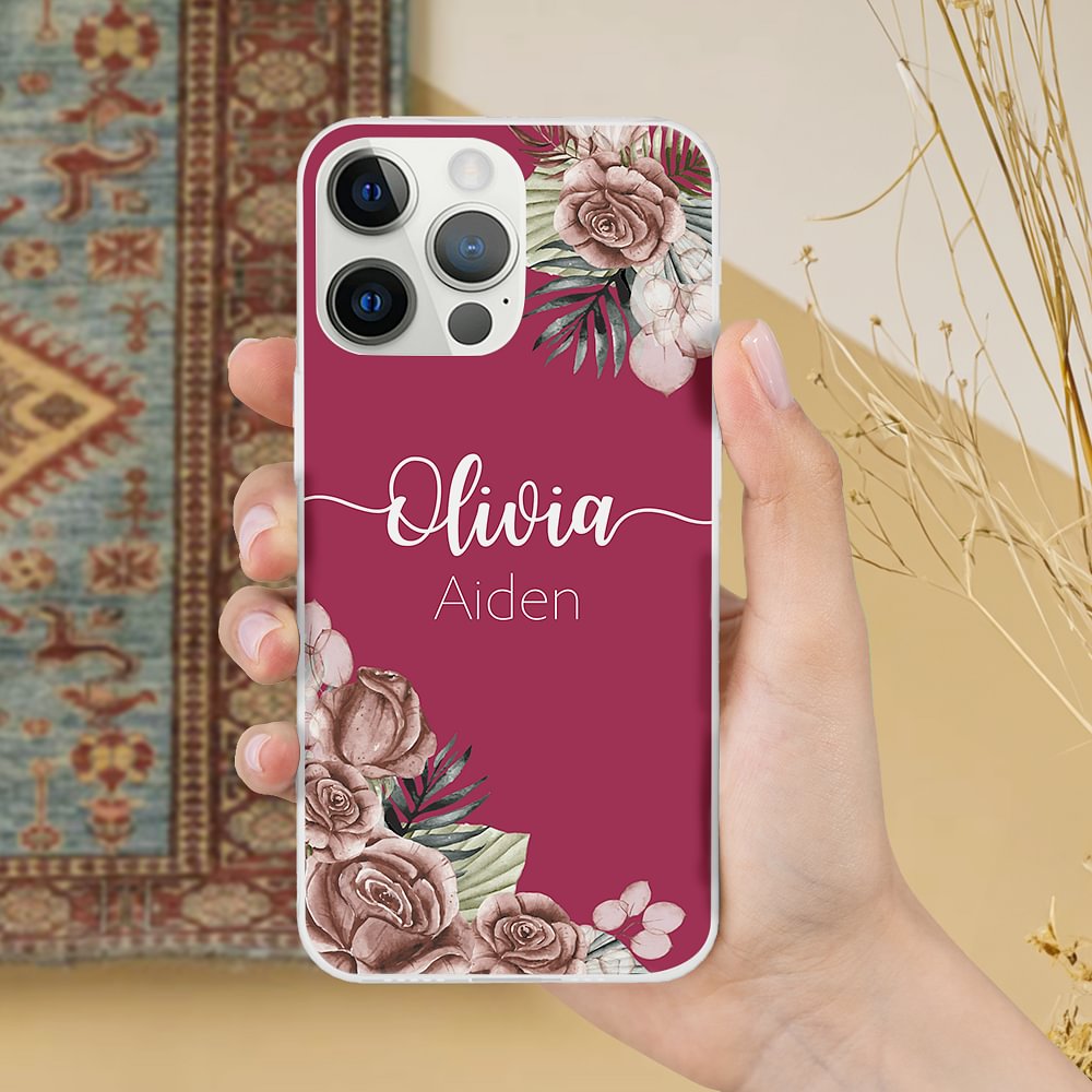 Funda Boho Floral Vintage Personalizada para iPhone con Nombre Cumpleaños Día de la Madre Regalo para Ella