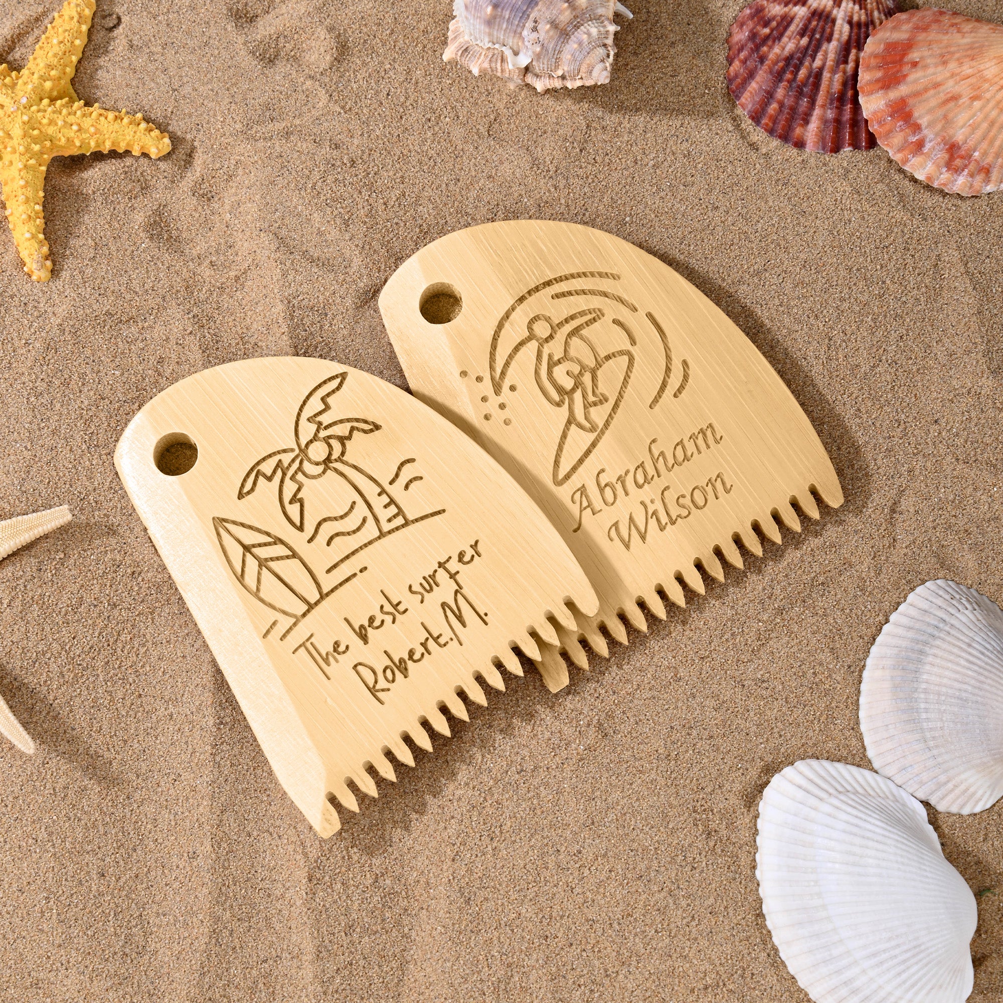 Peine de Cera de Madera con Diseño de Tiburón y Tortuga Marina Personalizado con Texto Grabado Regalo de Cumpleaños para los Amantes del Surf