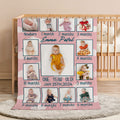 Personalizado 1-12 meses bebé fotos suave manta con nombre y fecha decoración de la habitación regalo de cumpleaños para el bebé