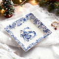 Personalizada Toile De Jouy muñeco de nieve Santa Claus Cascanueces de cerámica baratija joyería plato con nombre de uso diario de Navidad de regalo para las mujeres