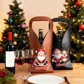 Bolsa protectora personalizada de piel de PU con nombre y asa de Papá Noel para vino Regalo de Navidad para los amantes del vino