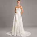Bridal Wedding Dress Ivory Sleeveless Long Sweetheart A-line