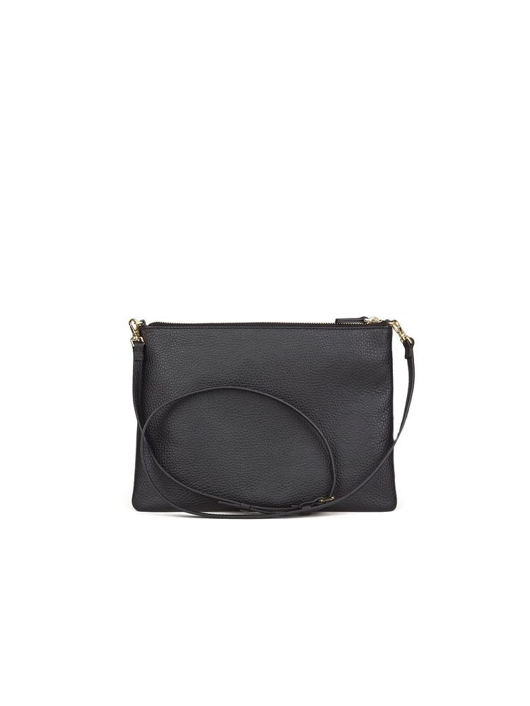 Coccinelle Grained Cowhide Crossbody Bag — Black