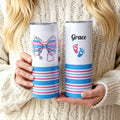 Vaso personalizado de 20 oz con nombre y pajita, con lazo y huella de pie, aislado, con manta de bebé impresa, regalo de cumpleaños y Navidad para una enfermera de UCIN