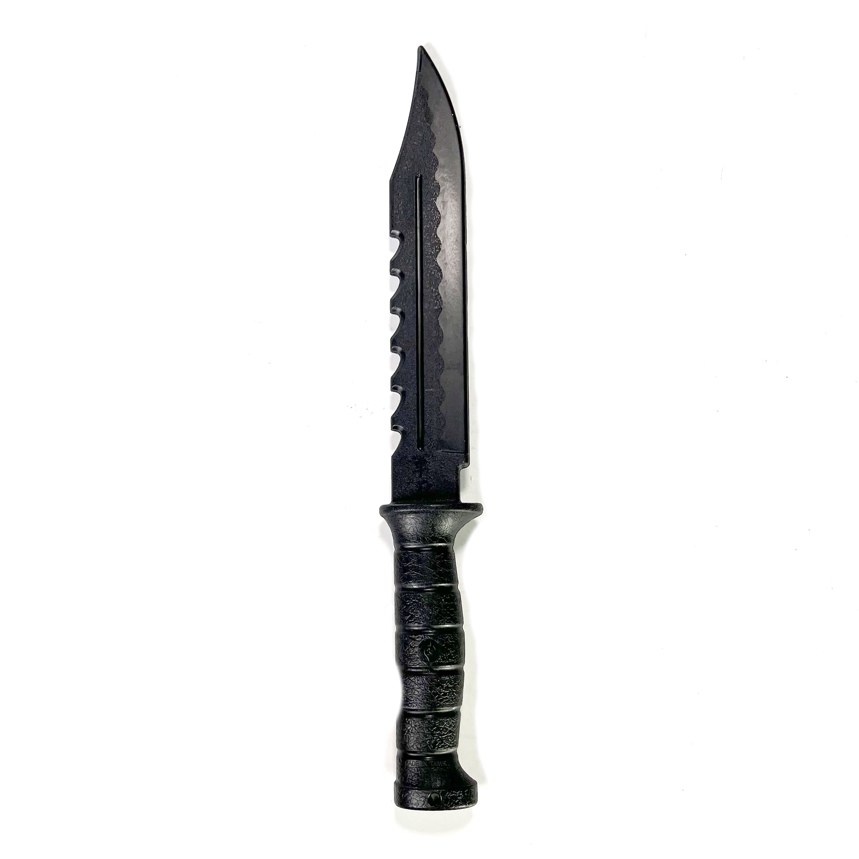 Serrated Spine Combat Rambo Style Poly Training Knife with 8.25 Inch Clip Point Blade Prop By Prop Money Inc.