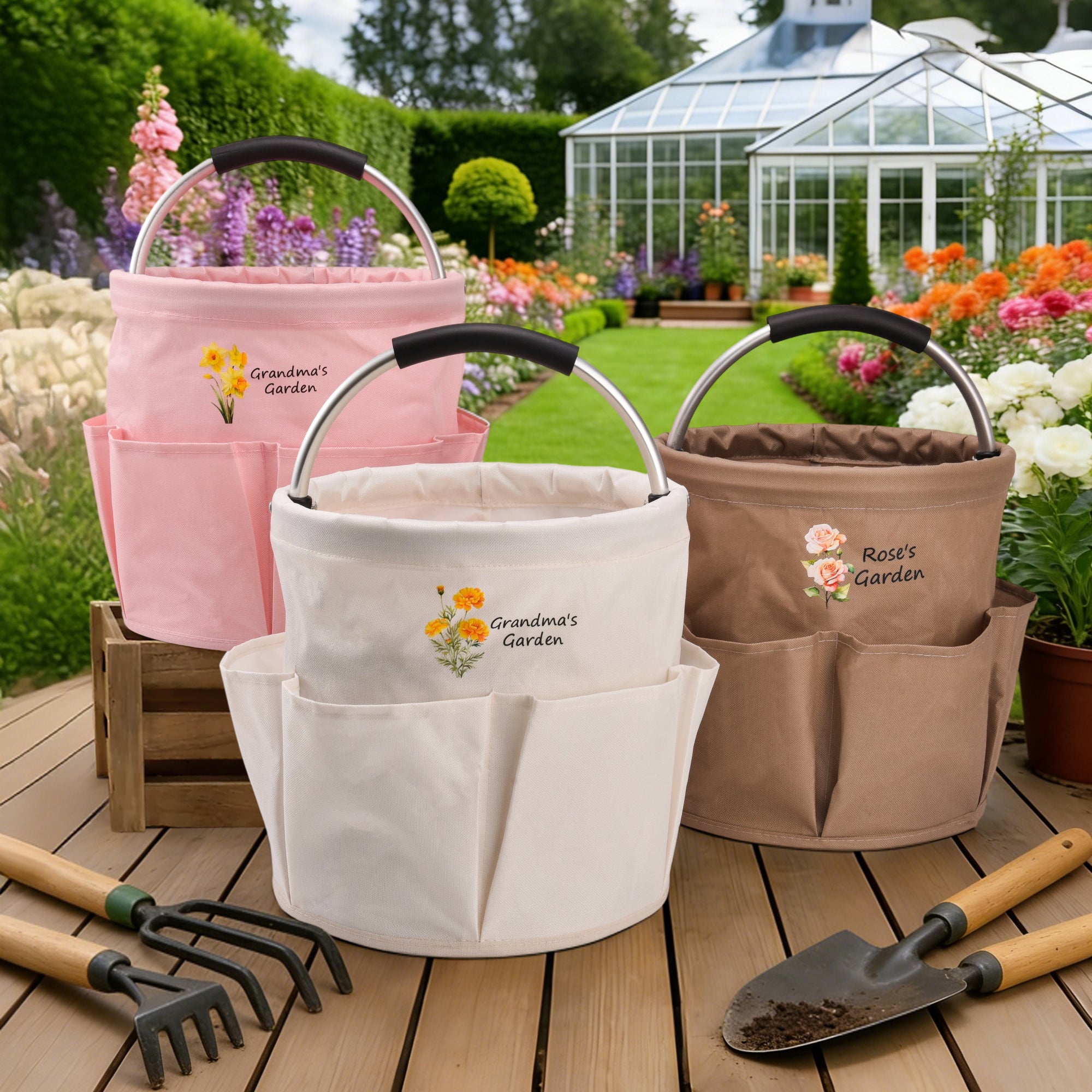 Bolsa de Herramientas de Jardinería Personalizada Flor de Nacimiento Impermeable y Plegable con Nombre Jubilación Cumpleaños Día de la Madre Regalo para Madre Familia Amantes de la Jardinería