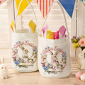 Corona de flores personalizada Cesta de Pascua de conejo de dibujos animados con nombre y orejas de conejo Accesorio para la caza de huevos Regalo de Pascua para niños