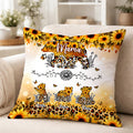 Personalizado Oso Mamá y 1-6 Bebé Osos Girasol Leopardo Impresión Suave Funda de Almohada con Nombres Decoración del Hogar Día de la Madre Regalo para Mamá