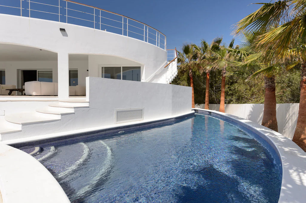 Super Rare 8-Bedroom Luxury Seafront Ibiza Villa with Private Beach, Panoramic Rooftop and Underground DJ Room in Santa Eulalia