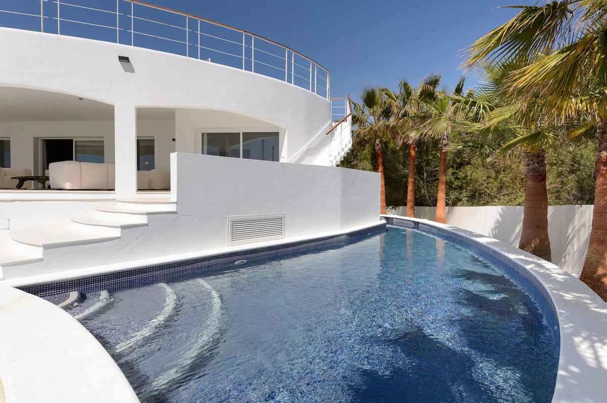Super Rare 8-Bedroom Luxury Seafront Ibiza Villa with Private Beach, Panoramic Rooftop and Underground DJ Room in Santa Eulalia