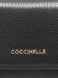 Billetera de piel granulada Coccinelle - Negra
