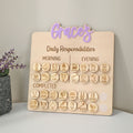 Nombre personalizado Responsabilidades diarias Tabla de tareas con gancho y bucle y Token diario interactivo decoración de la habitación regalo de cumpleaños para los niños padres
