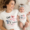 Personalizado Nuestro Primer Día de la Madre Juntos Lindo Elefante 100% Algodón Body de Bebé Camiseta de Adulto con Nombre Regalo de Cumpleaños para Bebé Recién Nacido Mamá