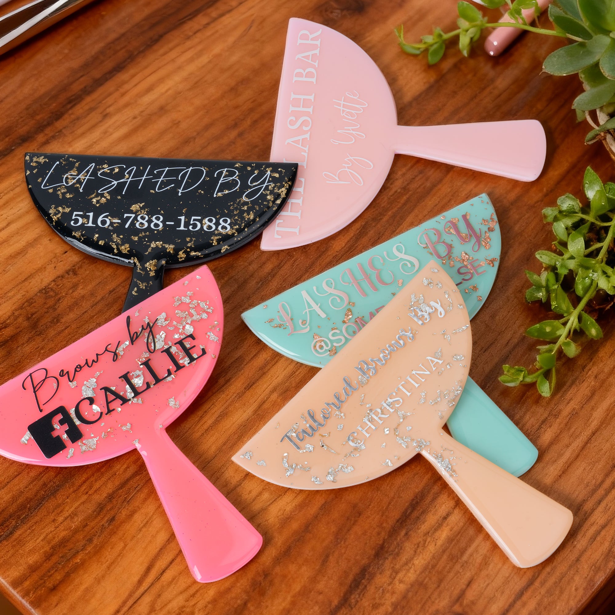 Accesorio fotográfico para pestañas y cejas personalizado con purpurina multicolor y texto Decoración para salón de belleza Regalo de inauguración para técnicos de pestañas