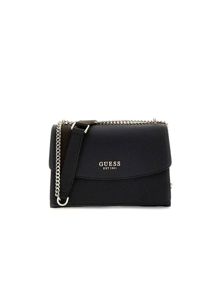 Guess Pebbled Polyurethane Crossbody Bag — Black