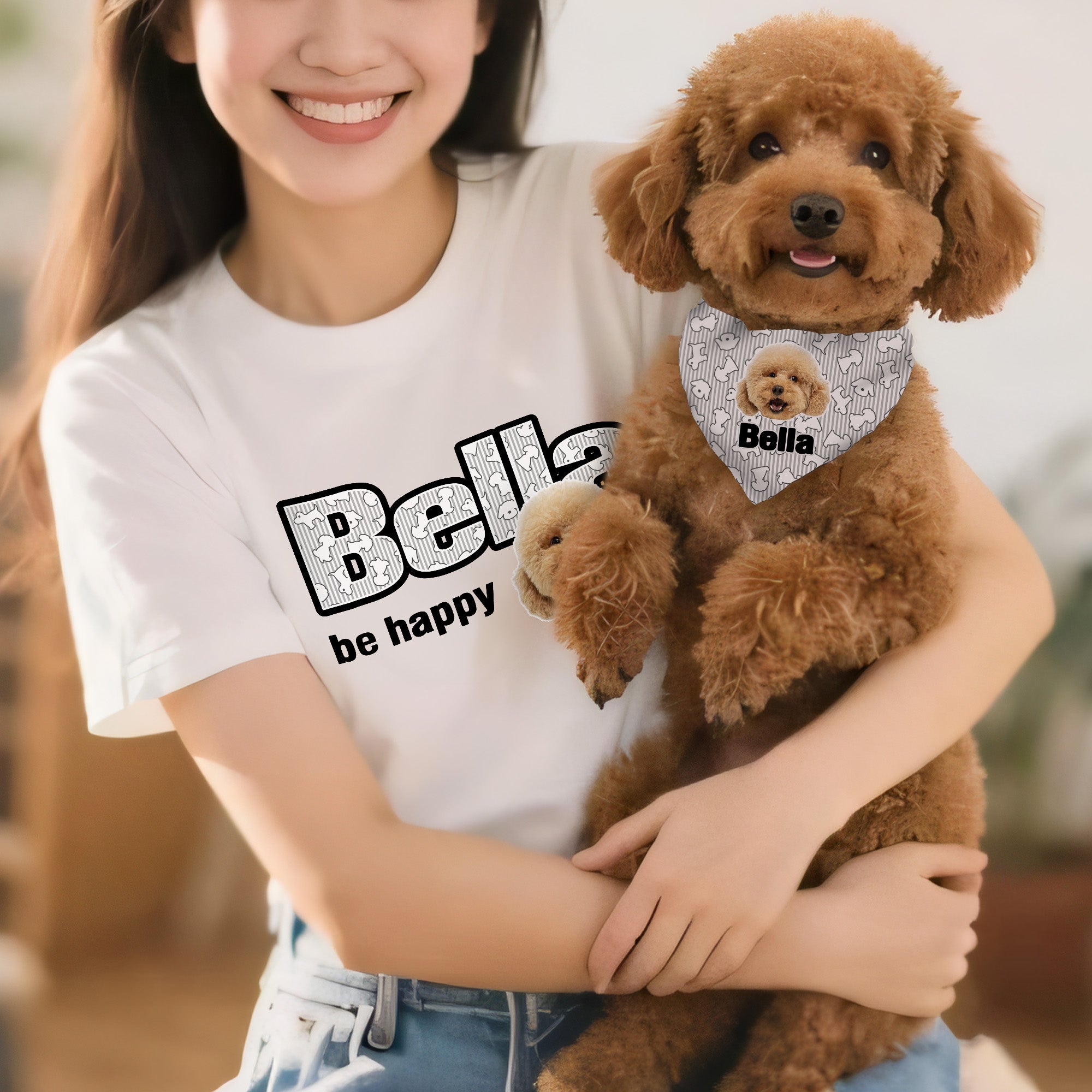 Personalizado perro patrón de diseño de la raya de la foto del animal doméstico multicolor suave camiseta del animal doméstico chaleco babero con nombre regalo de cumpleaños para los amantes del perro