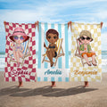 Toalla de playa de microfibra con nombre personalizada Sandbeach Cartoon Character Quick Dry Oversized Beach Party Birthday Gift for Friends