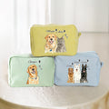 Bolsa de maquillaje personalizada con foto de mascota pintada a mano en estilo acuarela con nombre Regalo de cumpleaños de viaje diario para dueños de mascotas