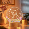 Lámpara de noche LED acrílica personalizada con nombre y base de madera para la familia de osos abrazados Decoración para el hogar Día de la Madre Regalo de cumpleaños para mamá Abuela