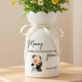 Jarrón de cerámica personalizado con foto de familia en acuarela con nombre y apodo Decoración del hogar Día de la madre Regalo de cumpleaños para mamá Abuela