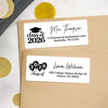 Clase personalizada de 2026 Pegatinas impermeables de diseño con el nombre de retorno de la etiqueta de dirección Celebración de la fiesta de graduación DIY Decoración para graduados