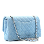 Chanel Denim Quilted Medium Double Flap Light Blue