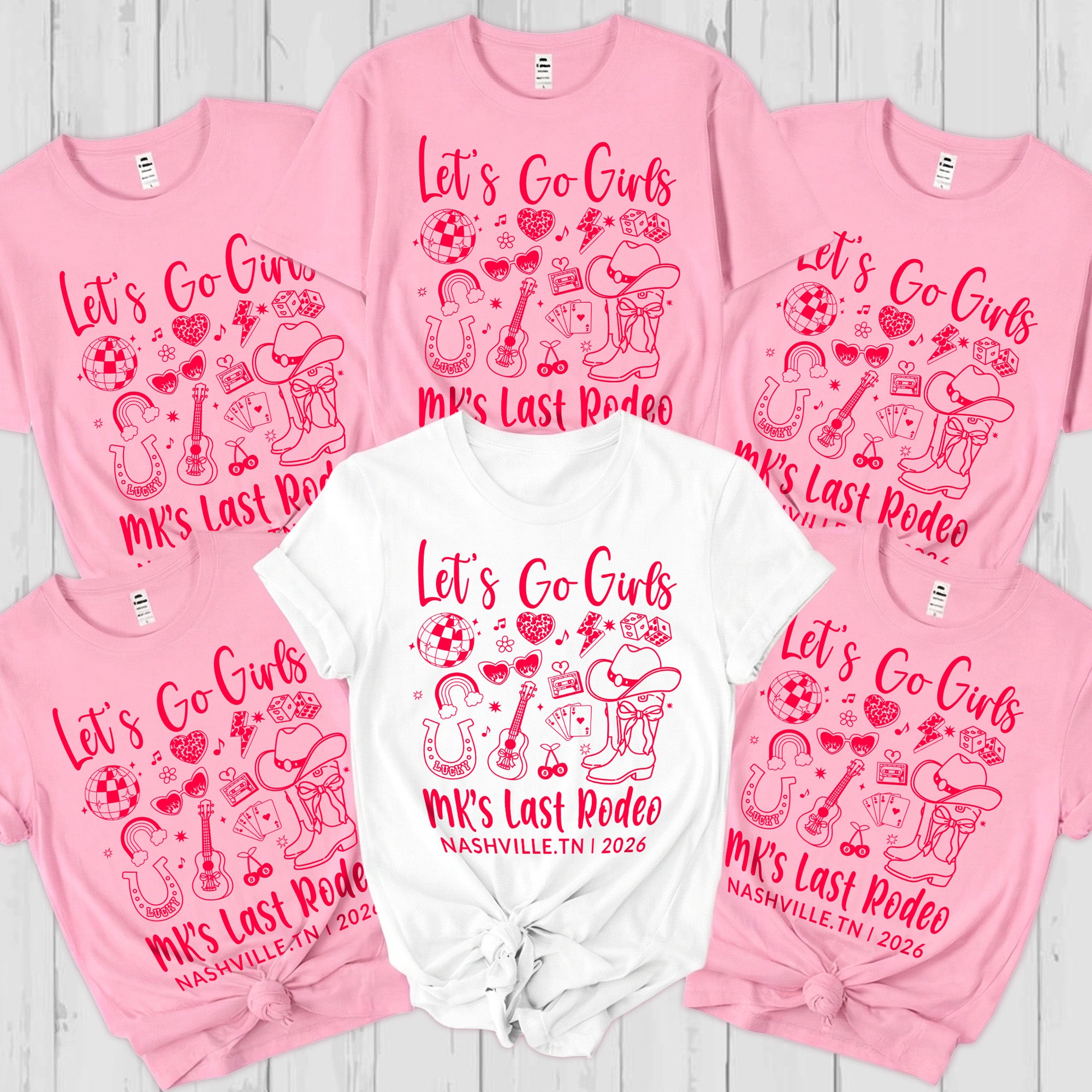 Personalizada Multicolor Fiesta de Chicas Camiseta Gráfica con Texto Lugar y Año Despedida de Soltera Cumpleaños Amistad Regalo para Mujeres Chicas