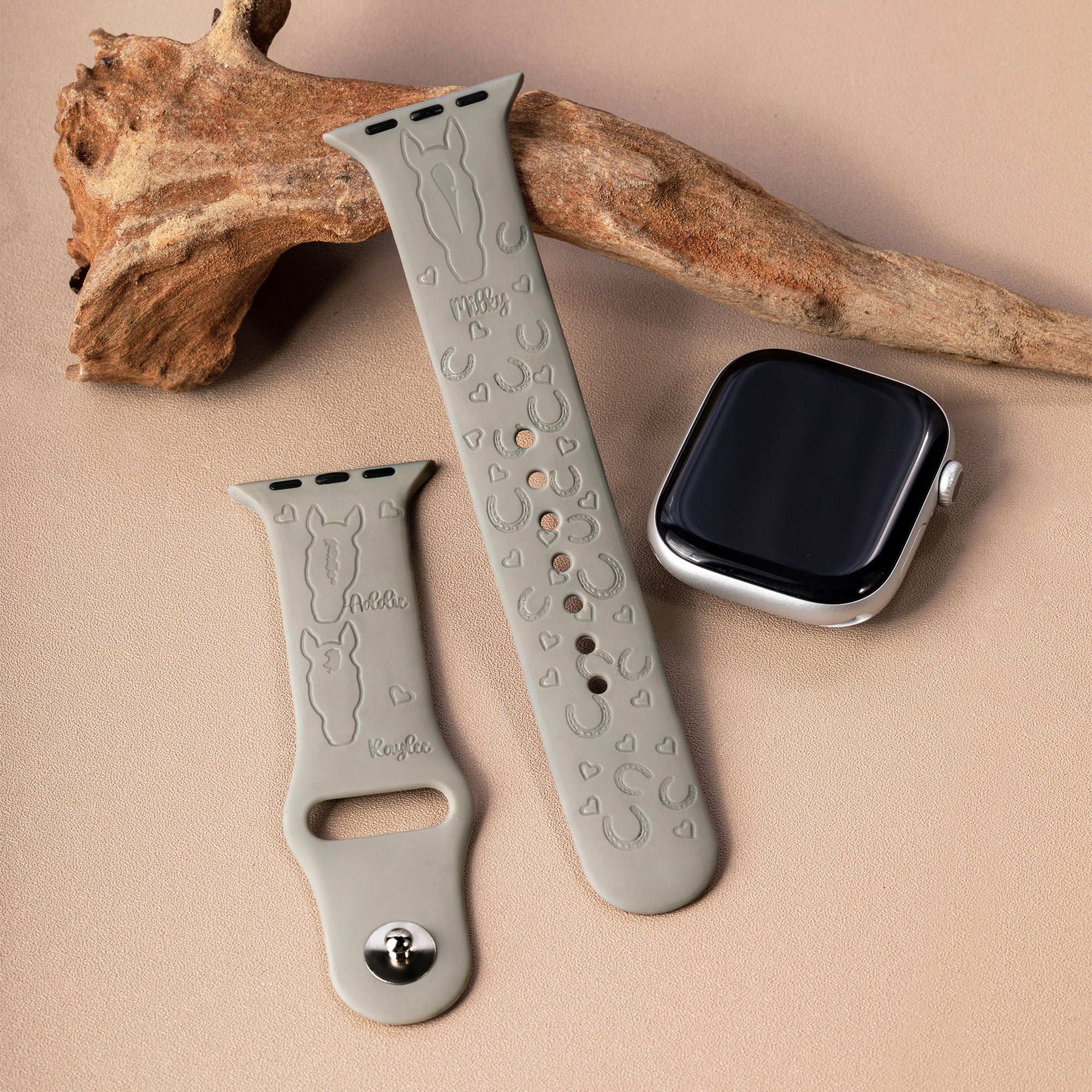 Correa de silicona multicolor personalizada con la silueta de un caballo Avatar para Apple con nombre grabado Regalo de cumpleaños y aniversario para los amantes de los caballos