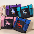 Bolsa Oxford de gran capacidad personalizada con nombre y bolsillos de malla Floral multicolor para caballos Regalo de uso diario para propietarios de caballos Jinetes