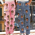 Personalizado This Belongs To 1-6 Face Photos Pantalones de pijama de forro polar con nombre y bolsillo Uso diario Cumpleaños Aniversario Regalo para la familia Amigos