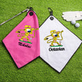 Leopardo de cola larga personalizado Marsupilami Nombre magnético Waffle Toalla de golf con clip para colgar Regalo de cumpleaños para jugador de golf | Callie × Marsupilami
